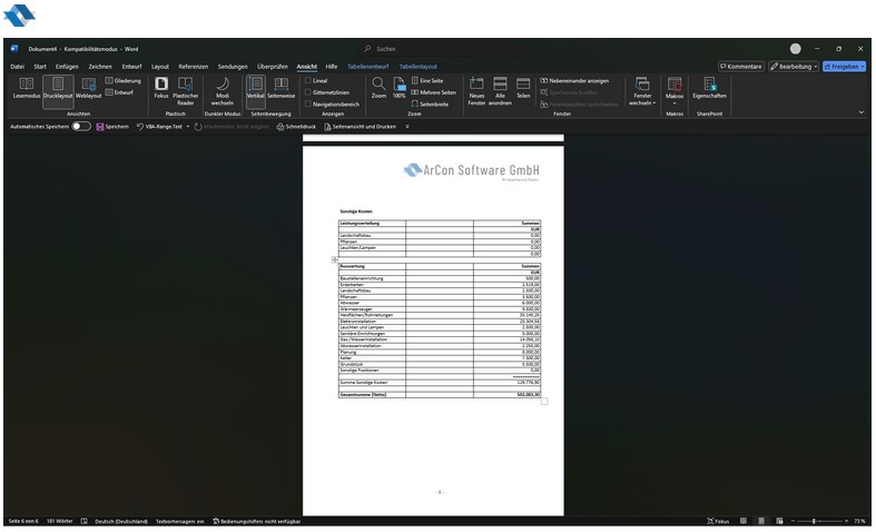 ArCon Professional Kostenermittlung