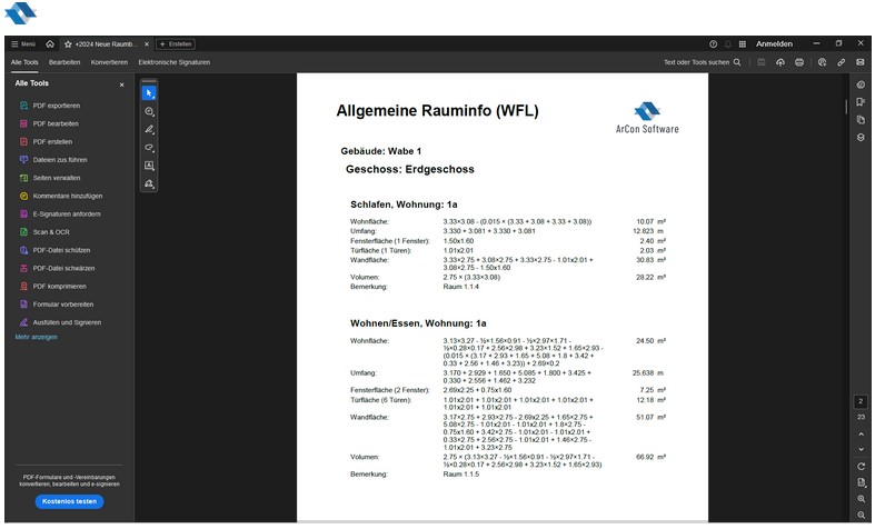 ArCon Professional Raumbuch