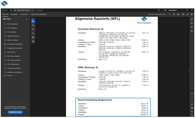 ArCon Professional Raumbuch