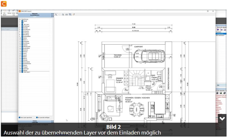DWG Import - Layer Auswahl