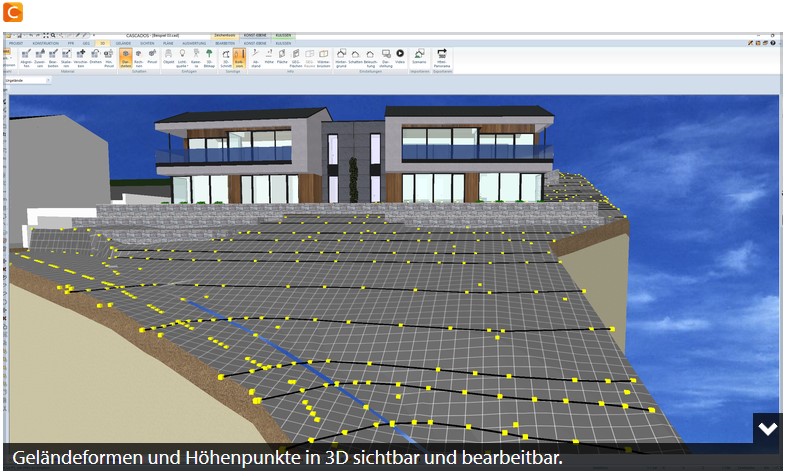 Gel&auml;ndeformen und H&ouml;henpunkte in 3D sichtbar und bearbeitbar