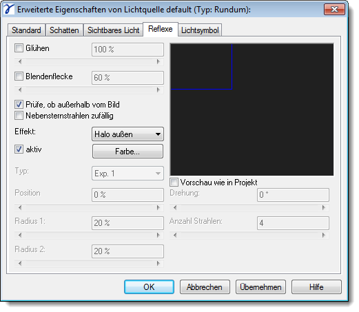 Dialog Advanced Settings Reflections