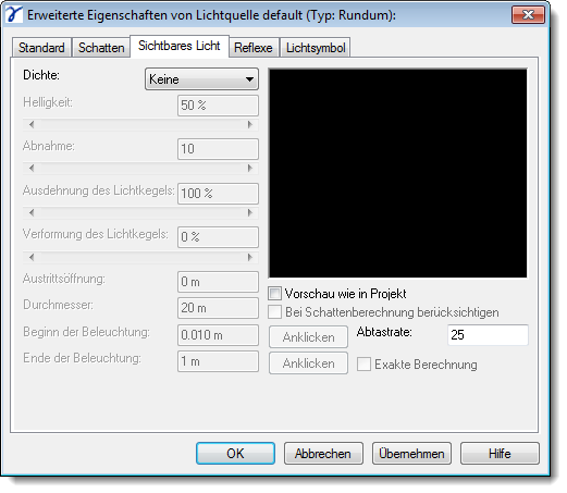 Dialog Advanced Settings Visible Light