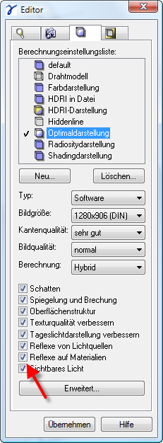 Dialog Calculation Parameters Reflections Material