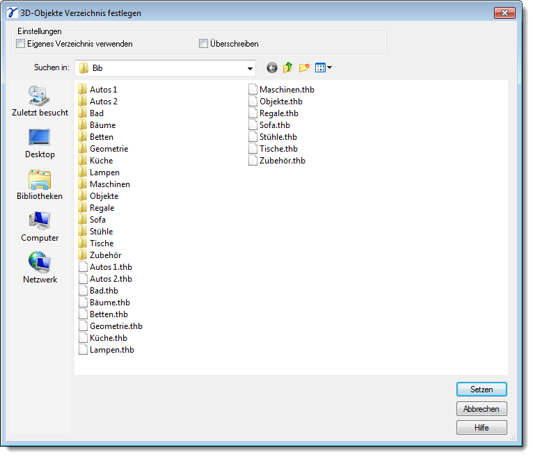 Dialog Create 3D Bib