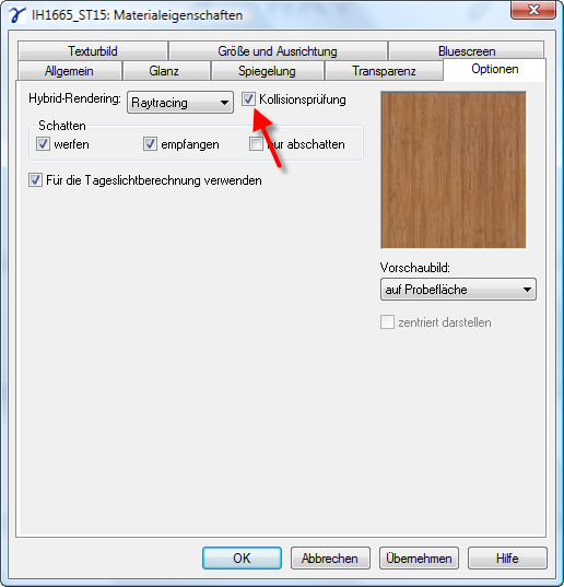 Dialog Material Properties Options CollisionTest