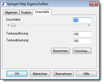 Dialog Material Properties Reflection Map Blur