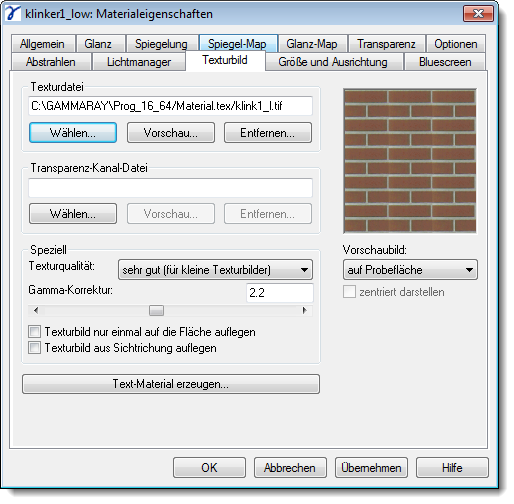 Dialog Material Properties Texture