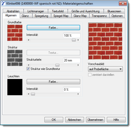 Dialog Material Properties