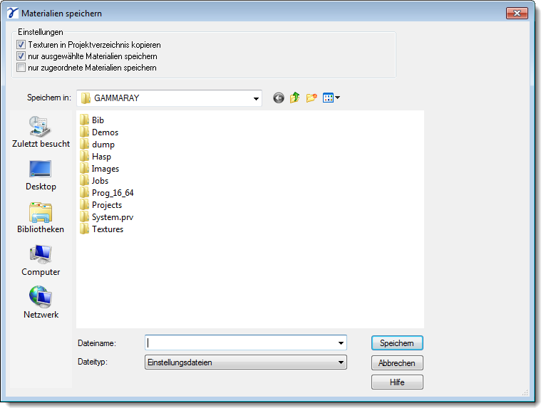 Dialog Save Material