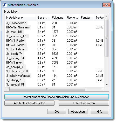 Dialog Select Materials