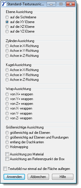 Dialog Standard Texturmapping