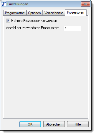 Dialog Start Options CPUs