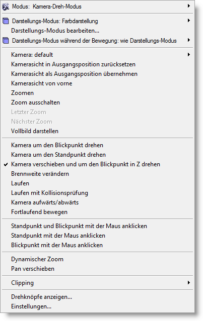 Right Mouse Menu Camera Rotate Mode