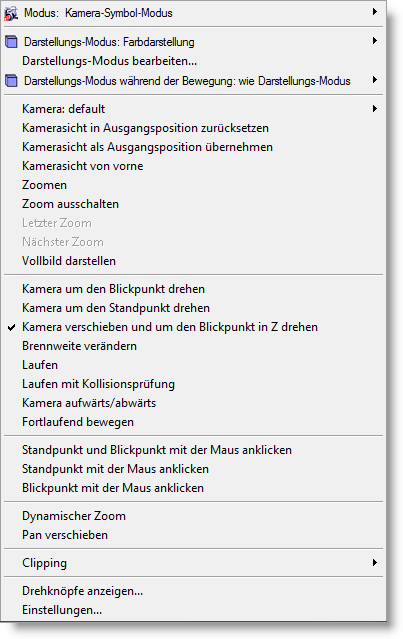 Right Mouse Menu Camera Symbol Mode