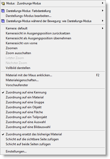 Right Mouse Menu Material Assignment Mode