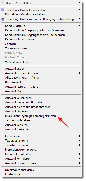 Right Mouse Menu Selection Mode Scale All Axis Sym1