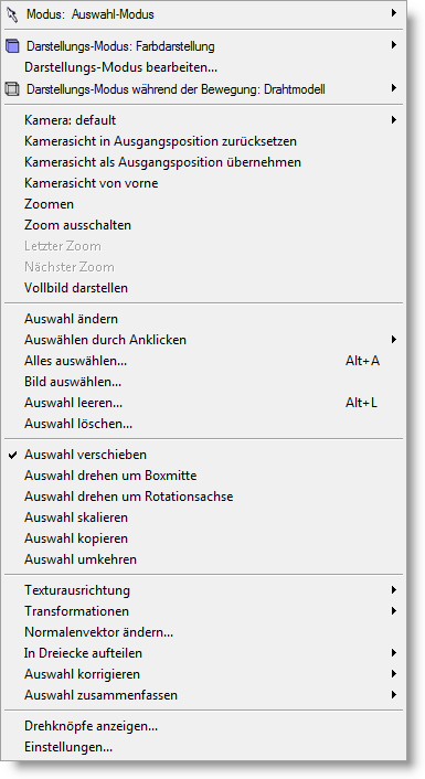 Right Mouse Menu Selection Mode